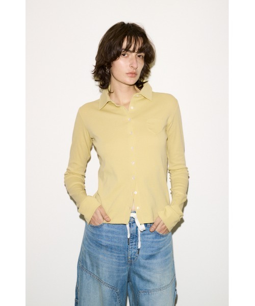 THROW by SLY(スローバイスライ)の「THROW COTTON FLYSE PK SH コットンフライスポケットシャツ 春服 夏服(シャツ/ブラウス・レディース・ライトイエロー/ネイビー・FREE)」の8枚目の写真