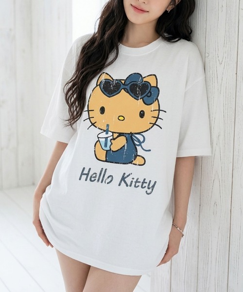GLAMOROUS JANE(グラマラスジェーン)の「HELLO KITTY日焼けプリント半袖Tシャツ(Tシャツ/カットソー・レディース・グリーン/オフホワイト/ブラック・FREE)」の4枚目の写真