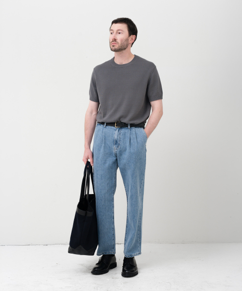 MANNERGRAM(マナーグラム)の「ソフトコットン100 3PLY ラウンド 半袖ニット グレー(ニット/セーター・メンズ・その他・LARGE)」の2枚目の写真