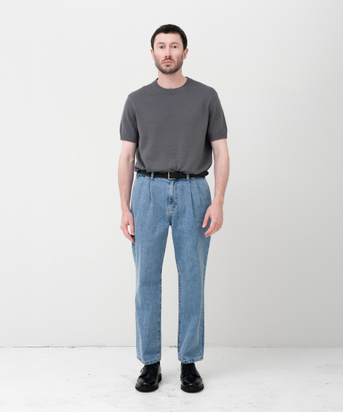 MANNERGRAM(マナーグラム)の「ソフトコットン100 3PLY ラウンド 半袖ニット グレー(ニット/セーター・メンズ・その他・LARGE)」の3枚目の写真