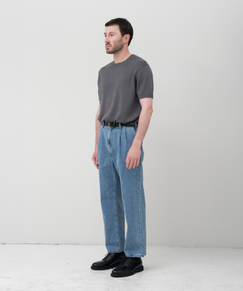 MANNERGRAM(マナーグラム)の「ソフトコットン100 3PLY ラウンド 半袖ニット グレー(ニット/セーター・メンズ・その他・LARGE)」の4枚目の写真