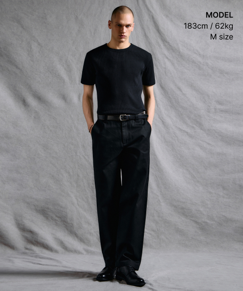 MUSINSA STANDARD（ムシンサスタンダード）の「ワイドリブドマッスルフィットクルーネックTシャツ[ブラック]（Tシャツ/カットソー・メンズ・その他・3XL/MEDIUM/LARGE/X-LARGE/2XL/SMALL）」の2枚目の写真