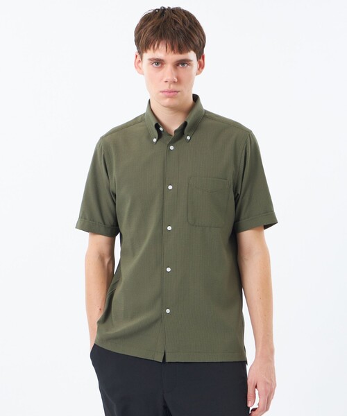 MACKINTOSH PHILOSOPHY(マッキントッシュ フィロソフィー)の「【WEB&一部店舗限定】トロッター スクエアボタンダウン半袖シャツ サッカーストライプ(シャツ/ブラウス・メンズ・ネイビー/ブルー系その他3/グリーン系その他5/ホワイト・42/40/38)」の2枚目の写真