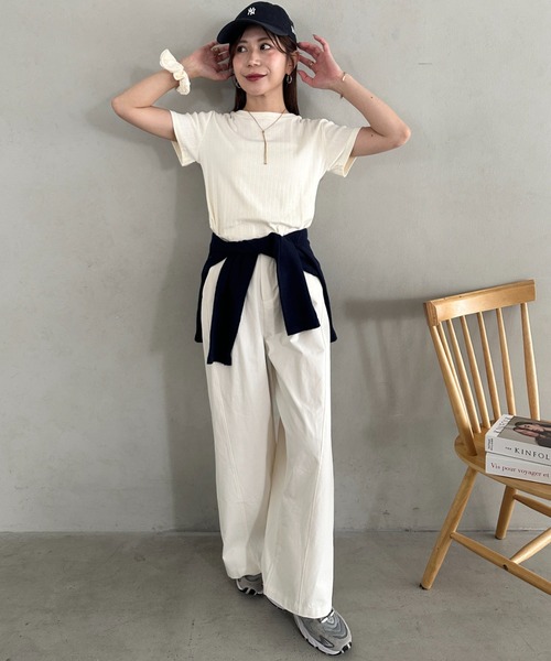 MYMOOD.(マイムード)の「シュシュ付きクロップドトップス 半袖クロップドトップスシュシュ2点SET(Tシャツ/カットソー・レディース・ブラック/ライトグレー/ホワイト/アイボリー・FREE)」の20枚目の写真