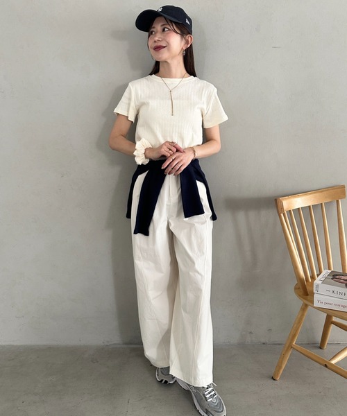 MYMOOD.(マイムード)の「シュシュ付きクロップドトップス 半袖クロップドトップスシュシュ2点SET(Tシャツ/カットソー・レディース・ブラック/ライトグレー/ホワイト/アイボリー・FREE)」の21枚目の写真