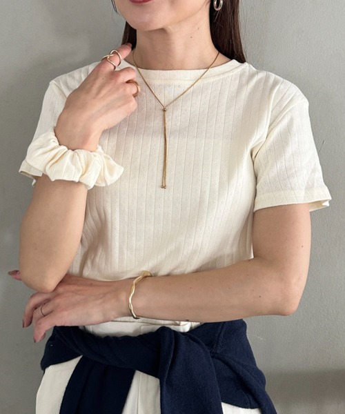 MYMOOD.(マイムード)の「シュシュ付きクロップドトップス 半袖クロップドトップスシュシュ2点SET(Tシャツ/カットソー・レディース・ブラック/ライトグレー/ホワイト/アイボリー・FREE)」の15枚目の写真