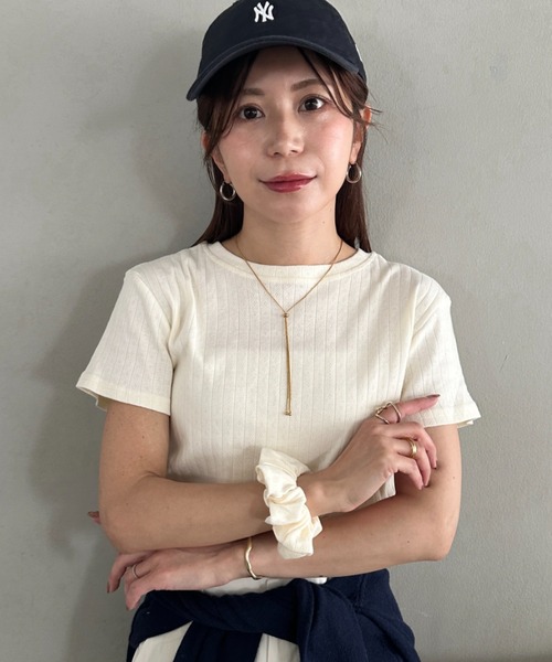 MYMOOD.(マイムード)の「シュシュ付きクロップドトップス 半袖クロップドトップスシュシュ2点SET(Tシャツ/カットソー・レディース・ブラック/ライトグレー/ホワイト/アイボリー・FREE)」の18枚目の写真