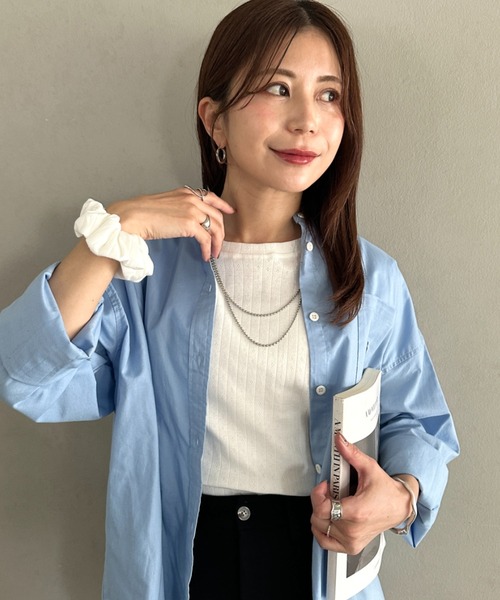 MYMOOD.(マイムード)の「シュシュ付きクロップドトップス 半袖クロップドトップスシュシュ2点SET(Tシャツ/カットソー・レディース・ブラック/ライトグレー/ホワイト/アイボリー・FREE)」の6枚目の写真