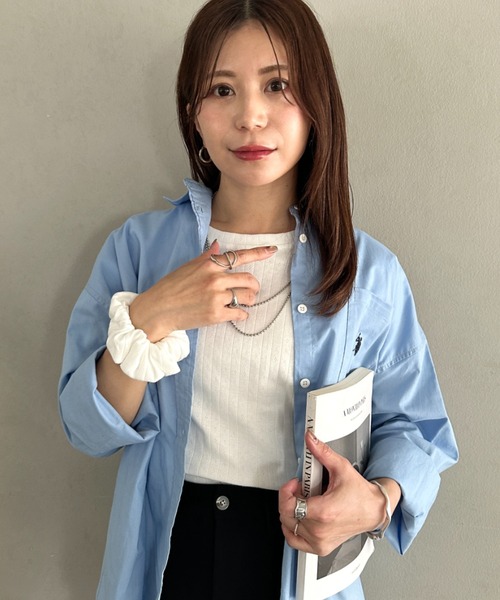 MYMOOD.(マイムード)の「シュシュ付きクロップドトップス 半袖クロップドトップスシュシュ2点SET(Tシャツ/カットソー・レディース・ブラック/ライトグレー/ホワイト/アイボリー・FREE)」の7枚目の写真