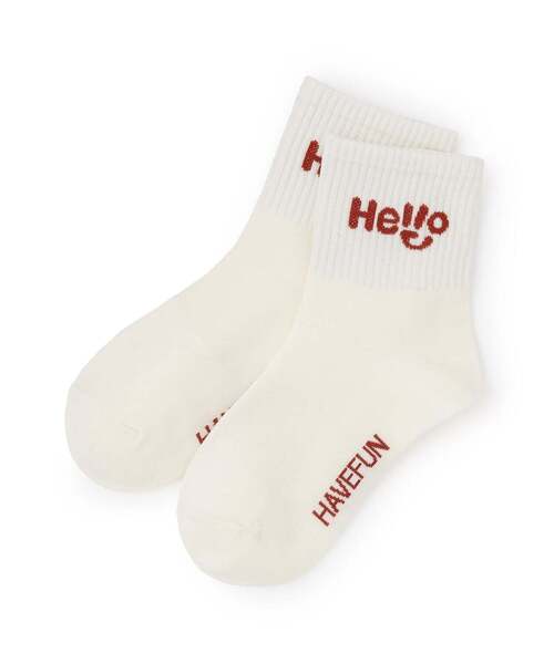 b・ROOM(ビールーム)の「HELLOソックス【子供服】【キッズ】【男の子】【女の子】(ソックス/靴下・キッズ・ブルー/ベージュ/ブラック/オフホワイト/グレー・S)」の6枚目の写真