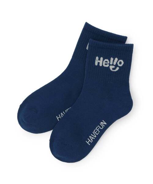 b・ROOM(ビールーム)の「HELLOソックス【子供服】【キッズ】【男の子】【女の子】(ソックス/靴下・キッズ・ブルー/ベージュ/ブラック/オフホワイト/グレー・S)」の7枚目の写真