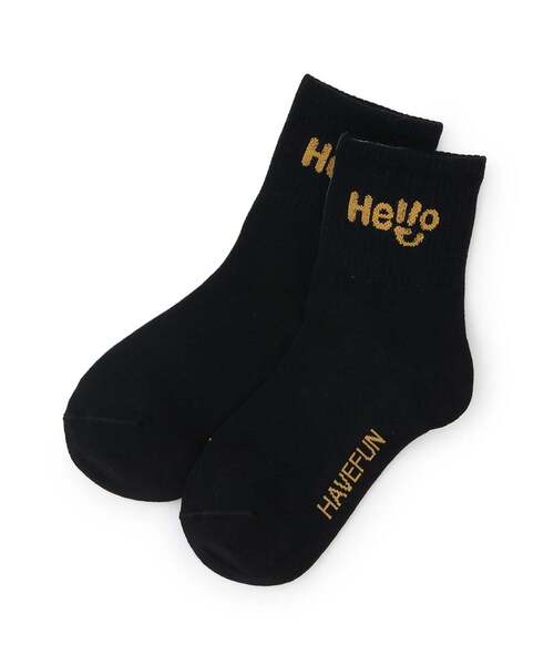 b・ROOM(ビールーム)の「HELLOソックス【子供服】【キッズ】【男の子】【女の子】(ソックス/靴下・キッズ・ブルー/ベージュ/ブラック/オフホワイト/グレー・S)」の8枚目の写真