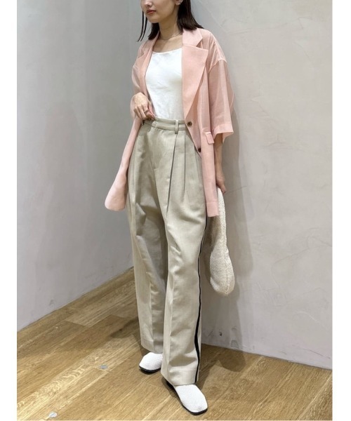 STYLEMIXER（スタイルミキサー）の「ハーフスリーブシアーテーラージャケット（テーラードジャケット・レディース・アイボリー/ライトグレー/ピンク・FREE）」の19枚目の写真