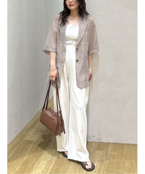 STYLEMIXER（スタイルミキサー）の「ハーフスリーブシアーテーラージャケット（テーラードジャケット・レディース・アイボリー/ライトグレー/ピンク・FREE）」の17枚目の写真