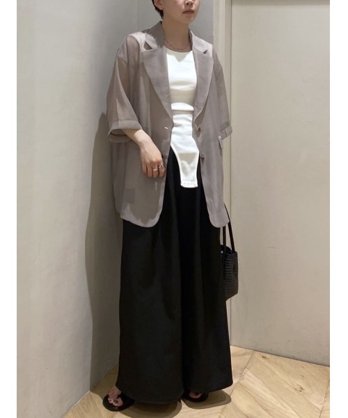 STYLEMIXER（スタイルミキサー）の「ハーフスリーブシアーテーラージャケット（テーラードジャケット・レディース・アイボリー/ライトグレー/ピンク・FREE）」の18枚目の写真