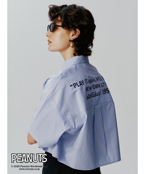 Mila Owen(ミラオーウェン)の「【PEANUTS RECORDS】ボタンダウン短丈シャツ(シャツ/ブラウス・レディース・ピンク/ホワイト/ストライプ・F)」の21枚目の写真