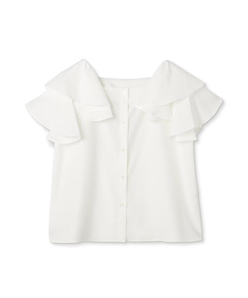 NATURAL BEAUTY BASIC（ナチュラルビューティーベーシック）の「スクエアネックフリルブラウス（シャツ/ブラウス・レディース・ネイビー/ピンク/オフホワイト・ﾌﾘ-）」の9枚目の写真