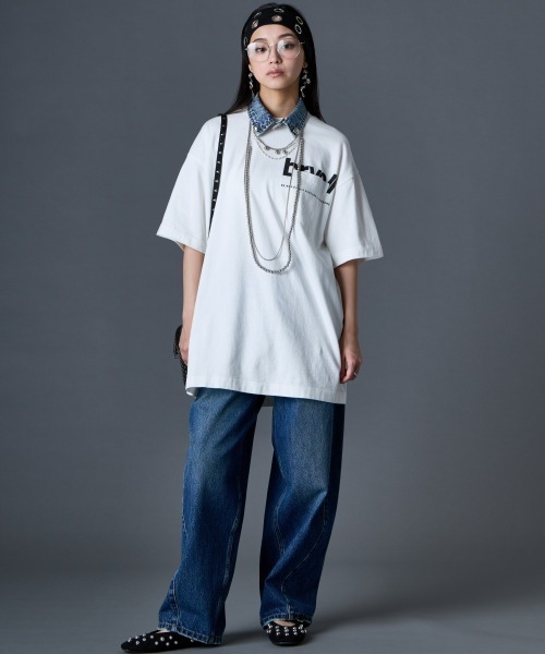 GEVS.(ジェイヴィス)の「綿100%ロゴプリントチュニックTシャツ<大きいサイズ有>GEVS.(その他トップス・レディース・オフホワイト/ブラック/ベージュ・M/L/LL/3L/4L/5L)」の7枚目の写真