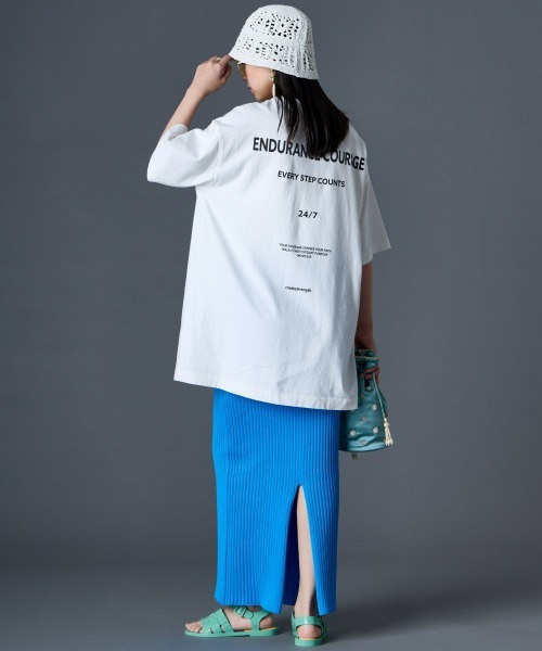 GEVS.(ジェイヴィス)の「綿100%ロゴプリントチュニックTシャツ<大きいサイズ有>GEVS.(その他トップス・レディース・オフホワイト/ブラック/ベージュ・M/L/LL/3L/4L/5L)」の10枚目の写真