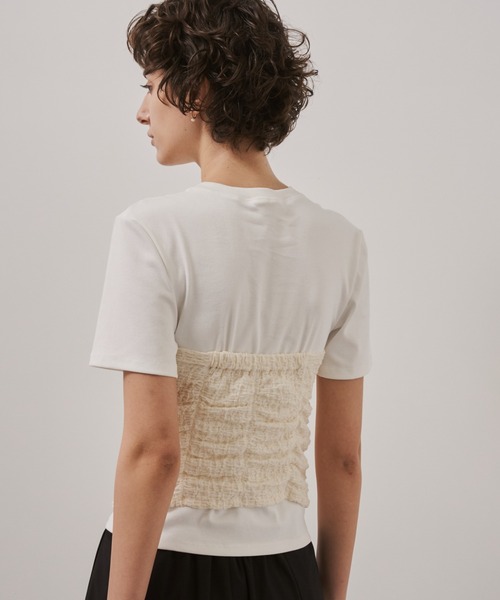 STUDIOUS(ステュディオス)の「【CITY TOKYO/シティートウキョウ】Bustier Combination Tops/ビスチェコンビネーショントップス(Tシャツ/カットソー・レディース・ホワイト/ブラック・FREE)」の8枚目の写真