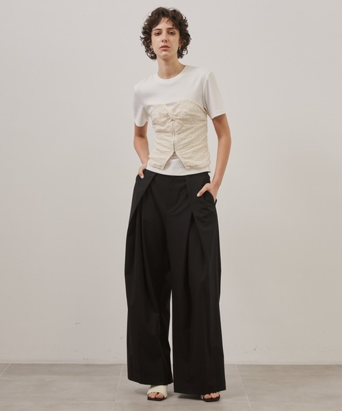 STUDIOUS(ステュディオス)の「【CITY TOKYO/シティートウキョウ】Bustier Combination Tops/ビスチェコンビネーショントップス(Tシャツ/カットソー・レディース・ホワイト/ブラック・FREE)」の3枚目の写真