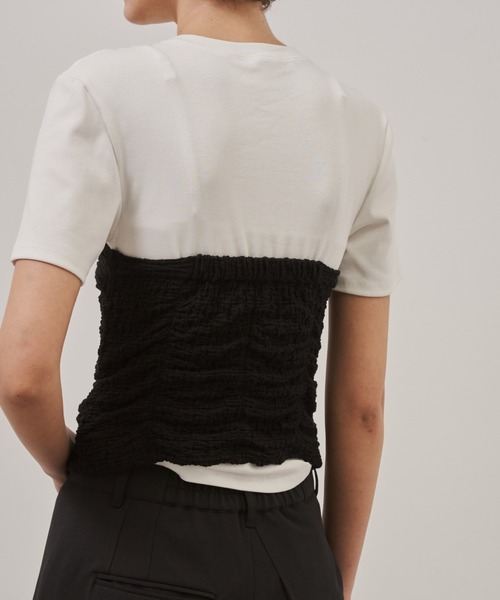 STUDIOUS(ステュディオス)の「【CITY TOKYO/シティートウキョウ】Bustier Combination Tops/ビスチェコンビネーショントップス(Tシャツ/カットソー・レディース・ホワイト/ブラック・FREE)」の14枚目の写真