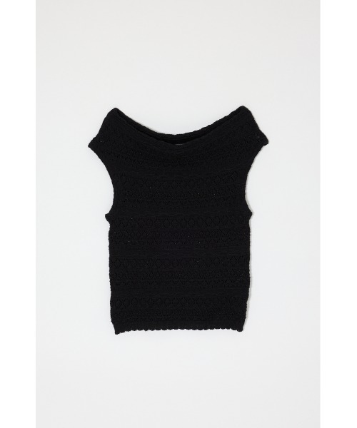 MOUSSY(マウジー)の「STRIPED OFF SHOULDER トップス(ニット/セーター・レディース・ライトピンク/ブラック/ホワイト系その他/グリーン系その他2・FREE)」の5枚目の写真