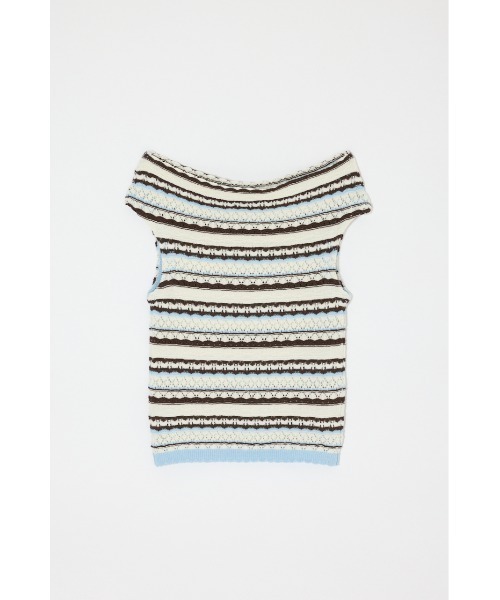 MOUSSY(マウジー)の「STRIPED OFF SHOULDER トップス(ニット/セーター・レディース・ライトピンク/ブラック/ホワイト系その他/グリーン系その他2・FREE)」の7枚目の写真