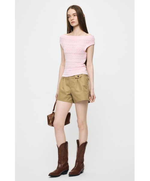 MOUSSY(マウジー)の「STRIPED OFF SHOULDER トップス(ニット/セーター・レディース・ライトピンク/ブラック/ホワイト系その他/グリーン系その他2・FREE)」の22枚目の写真