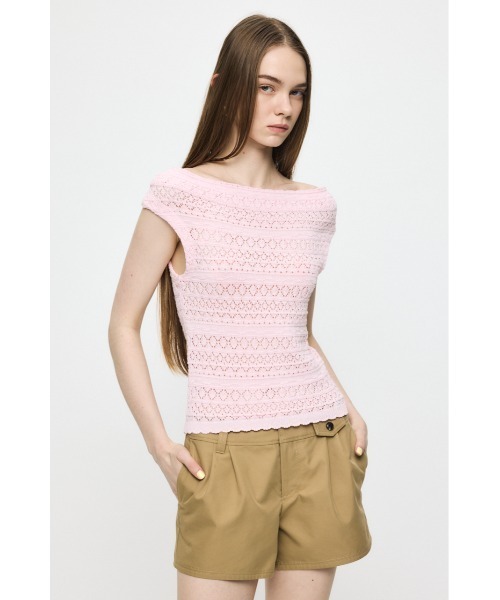 MOUSSY(マウジー)の「STRIPED OFF SHOULDER トップス(ニット/セーター・レディース・ライトピンク/ブラック/ホワイト系その他/グリーン系その他2・FREE)」の21枚目の写真