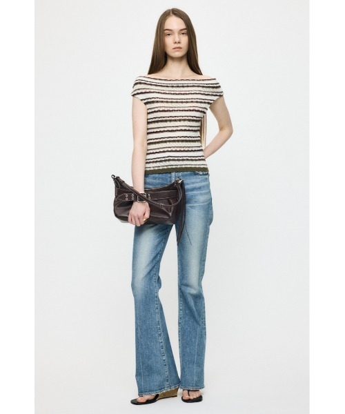 MOUSSY(マウジー)の「STRIPED OFF SHOULDER トップス(ニット/セーター・レディース・ライトピンク/ブラック/ホワイト系その他/グリーン系その他2・FREE)」の20枚目の写真