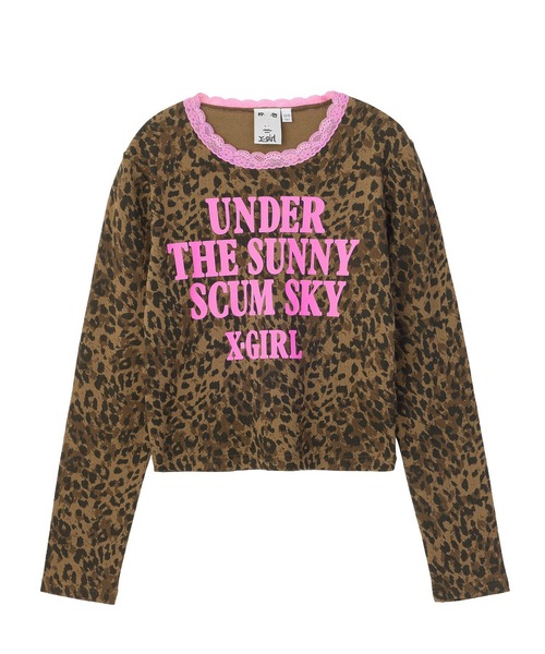 X-girl(エックスガール)の「LACE TRIM L/S BABY TOP(Tシャツ/カットソー・レディース・ベージュ/ブラック/バーガンディー・ONE SIZE)」の3枚目の写真