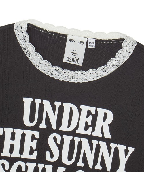 X-girl(エックスガール)の「LACE TRIM L/S BABY TOP(Tシャツ/カットソー・レディース・ベージュ/ブラック/バーガンディー・ONE SIZE)」の5枚目の写真