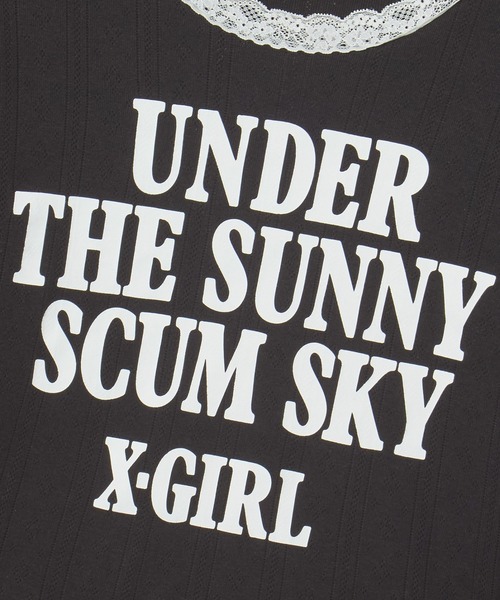 X-girl(エックスガール)の「LACE TRIM L/S BABY TOP(Tシャツ/カットソー・レディース・ベージュ/ブラック/バーガンディー・ONE SIZE)」の6枚目の写真