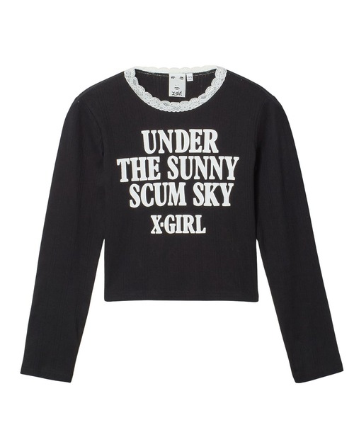 X-girl(エックスガール)の「LACE TRIM L/S BABY TOP(Tシャツ/カットソー・レディース・ベージュ/ブラック/バーガンディー・ONE SIZE)」の20枚目の写真