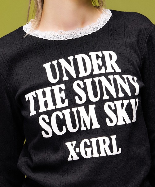 X-girl(エックスガール)の「LACE TRIM L/S BABY TOP(Tシャツ/カットソー・レディース・ベージュ/ブラック/バーガンディー・ONE SIZE)」の17枚目の写真