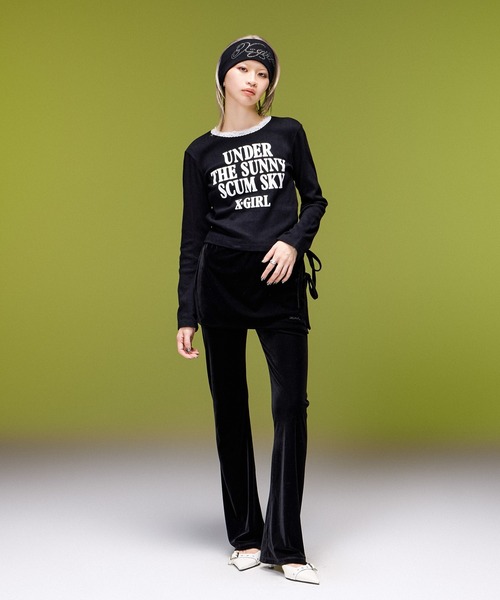 X-girl(エックスガール)の「LACE TRIM L/S BABY TOP(Tシャツ/カットソー・レディース・ベージュ/ブラック/バーガンディー・ONE SIZE)」の16枚目の写真