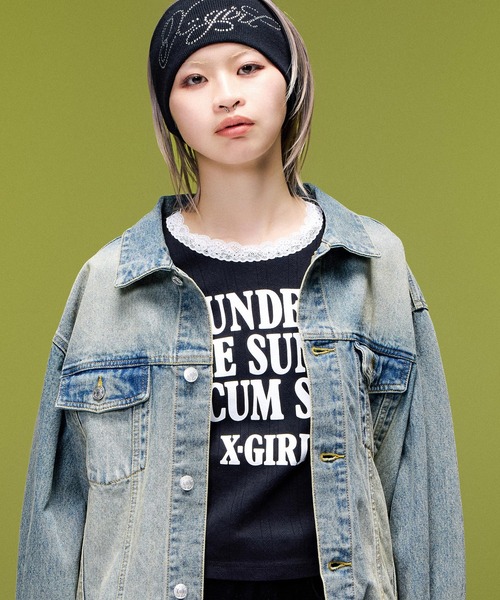 X-girl(エックスガール)の「LACE TRIM L/S BABY TOP(Tシャツ/カットソー・レディース・ベージュ/ブラック/バーガンディー・ONE SIZE)」の18枚目の写真