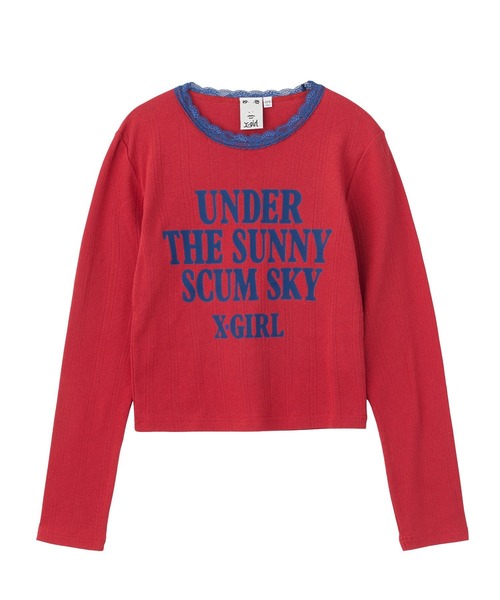 X-girl(エックスガール)の「LACE TRIM L/S BABY TOP(Tシャツ/カットソー・レディース・ベージュ/ブラック/バーガンディー・ONE SIZE)」の10枚目の写真