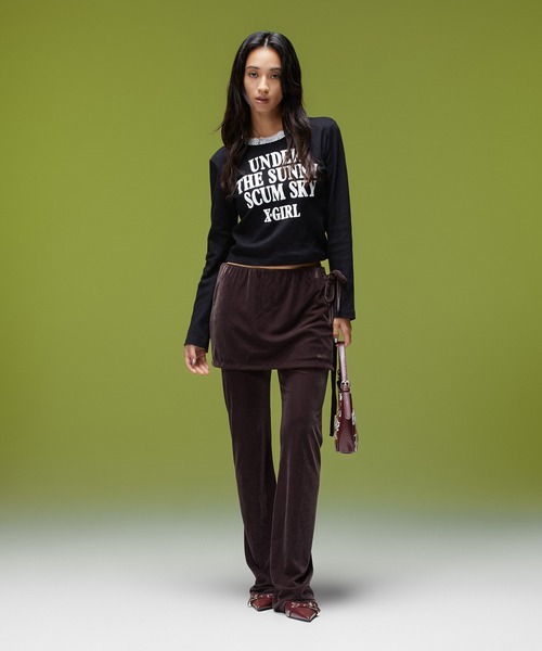 X-girl(エックスガール)の「LACE TRIM L/S BABY TOP(Tシャツ/カットソー・レディース・ベージュ/ブラック/バーガンディー・ONE SIZE)」の11枚目の写真