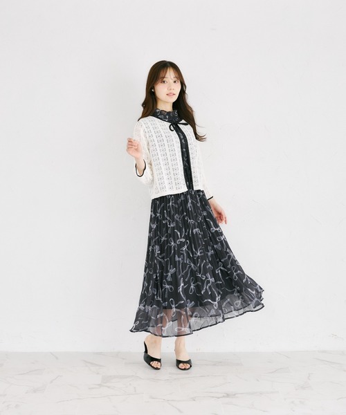 tocco closet（トッコ　クローゼット）の「【ZOZO限定】UVケア×接触冷感バイカラーレースカーディガン（カーディガン/ボレロ・レディース・ピンク/オフホワイト/ブラック・M）」の11枚目の写真