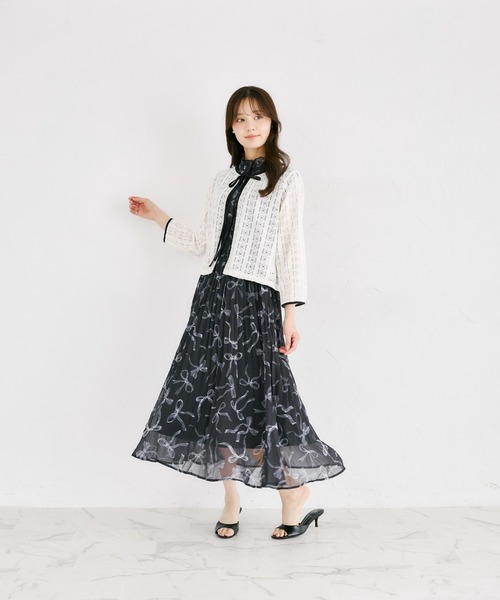 tocco closet（トッコ　クローゼット）の「【ZOZO限定】UVケア×接触冷感バイカラーレースカーディガン（カーディガン/ボレロ・レディース・ピンク/オフホワイト/ブラック・M）」の10枚目の写真
