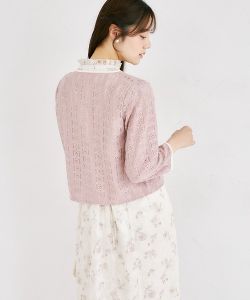 tocco closet（トッコ　クローゼット）の「【ZOZO限定】UVケア×接触冷感バイカラーレースカーディガン（カーディガン/ボレロ・レディース・ピンク/オフホワイト/ブラック・M）」の21枚目の写真