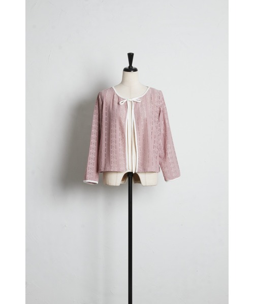 tocco closet（トッコ　クローゼット）の「【ZOZO限定】UVケア×接触冷感バイカラーレースカーディガン（カーディガン/ボレロ・レディース・ピンク/オフホワイト/ブラック・M）」の20枚目の写真