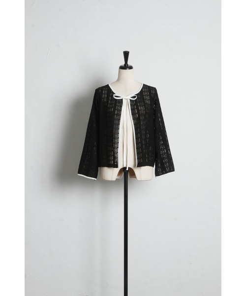 tocco closet（トッコ　クローゼット）の「【ZOZO限定】UVケア×接触冷感バイカラーレースカーディガン（カーディガン/ボレロ・レディース・ピンク/オフホワイト/ブラック・M）」の19枚目の写真