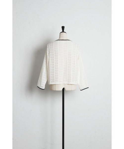 tocco closet（トッコ　クローゼット）の「【ZOZO限定】UVケア×接触冷感バイカラーレースカーディガン（カーディガン/ボレロ・レディース・ピンク/オフホワイト/ブラック・M）」の16枚目の写真