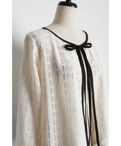 tocco closet（トッコ　クローゼット）の「【ZOZO限定】UVケア×接触冷感バイカラーレースカーディガン（カーディガン/ボレロ・レディース・ピンク/オフホワイト/ブラック・M）」の14枚目の写真
