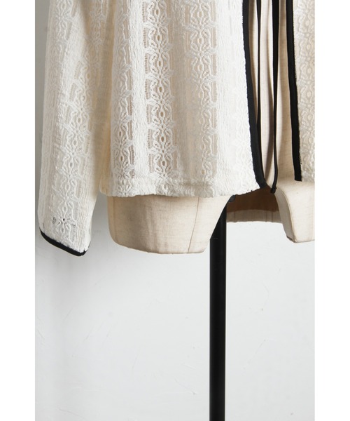 tocco closet（トッコ　クローゼット）の「【ZOZO限定】UVケア×接触冷感バイカラーレースカーディガン（カーディガン/ボレロ・レディース・ピンク/オフホワイト/ブラック・M）」の13枚目の写真
