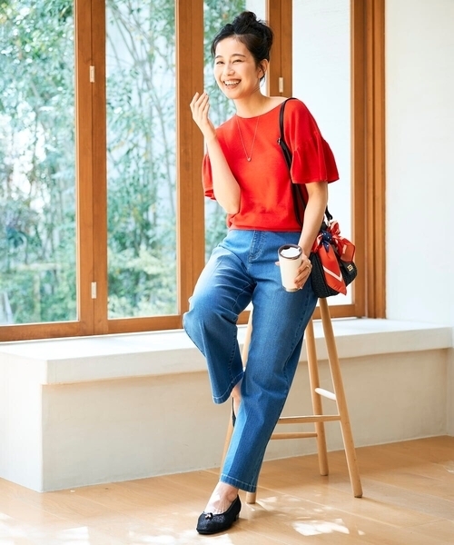 a.v.v（アーヴェヴェ）の「サマーストレッチデニムストレートパンツ（その他パンツ・レディース・ライトグレー/ブルー/ダークインディゴブルー・38/36/34/40/42）」の6枚目の写真