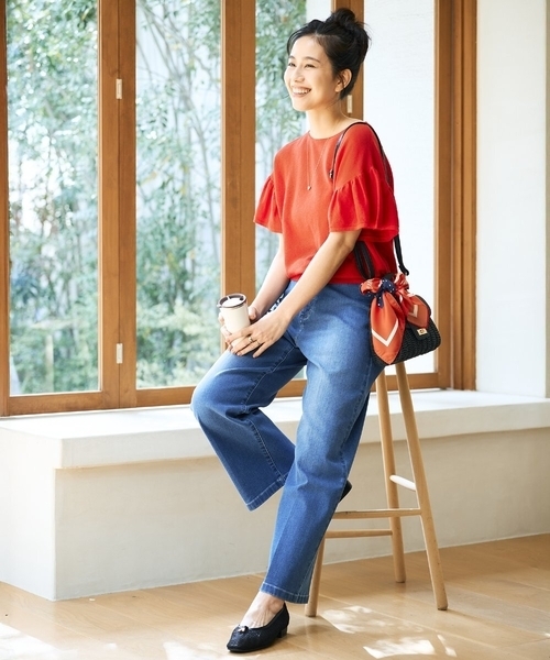 a.v.v（アーヴェヴェ）の「サマーストレッチデニムストレートパンツ（その他パンツ・レディース・ライトグレー/ブルー/ダークインディゴブルー・38/36/34/40/42）」の7枚目の写真